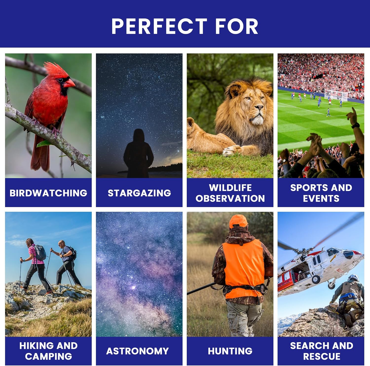 20 x 50 High Power Binoculars for Adults, Men & Women - HD Zoom Binoculars with BAK4 Prism & Smartphone Adapter - Lightweight Binoculars for Hunting, Bird Watching, Astronomy, Stargazing & Concerts - Thunderb Store