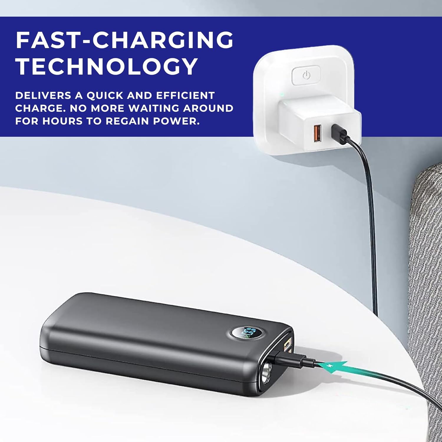 30,000mAh Power Bank with LED Display - Portable Charger for Triple Device Charging - with USB-C & Dual USB-A - Fast & Quick Charging - Slim, High Capacity Phone & Laptop Charger - External Battery - ThunderB Store