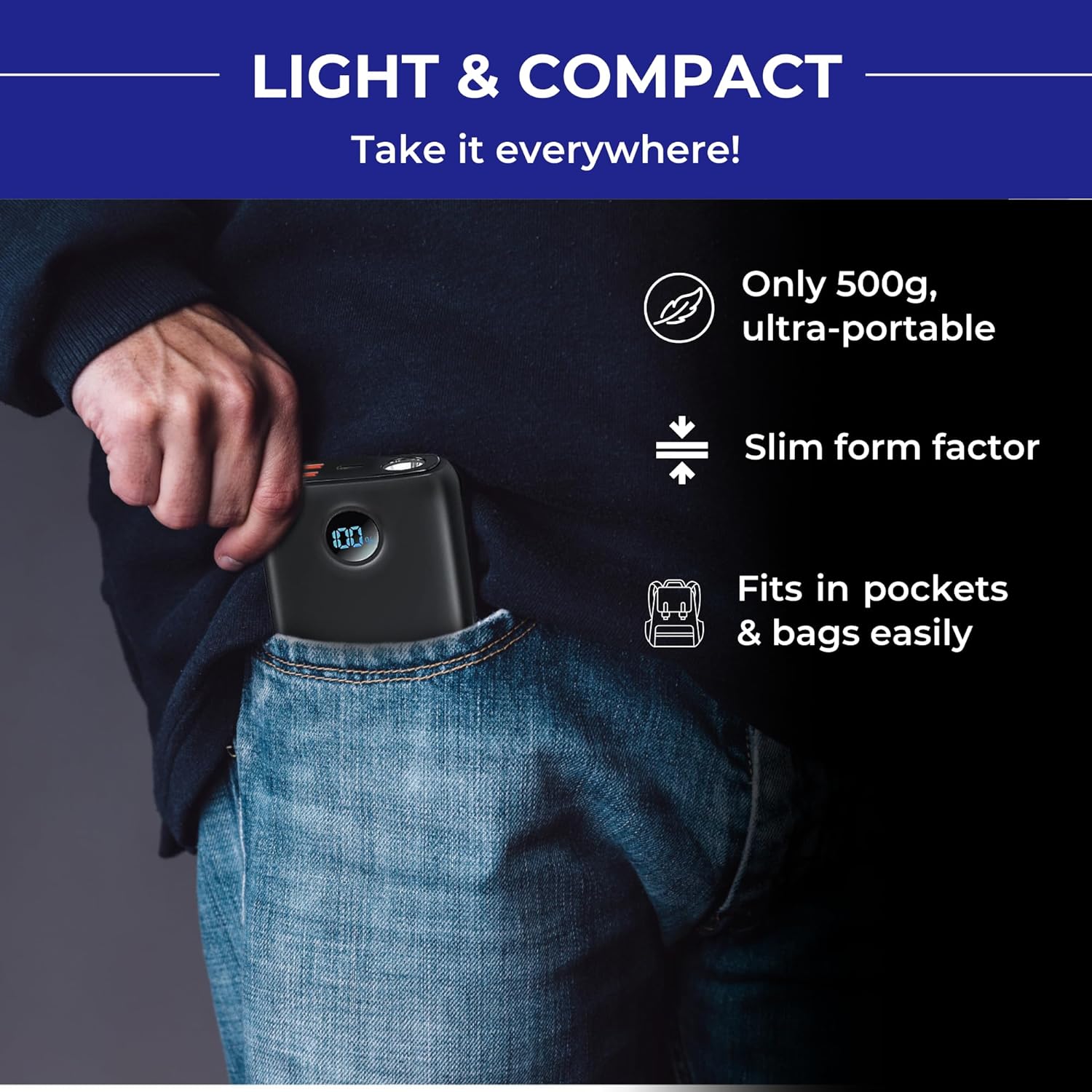 30,000mAh Power Bank with LED Display - Portable Charger for Triple Device Charging - with USB-C & Dual USB-A - Fast & Quick Charging - Slim, High Capacity Phone & Laptop Charger - External Battery - ThunderB Store