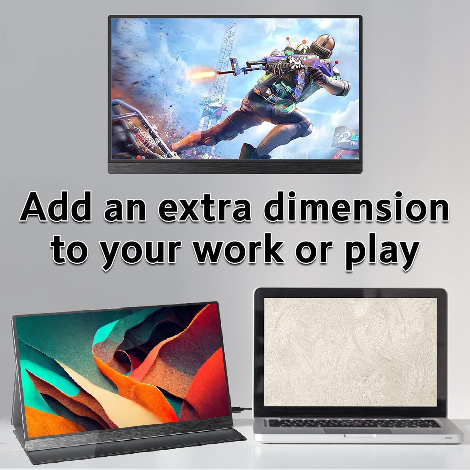 15.6" FHD Portable Monitor with HDMI, USB-C, Built-in Speaker, Protective Case - ThunderB