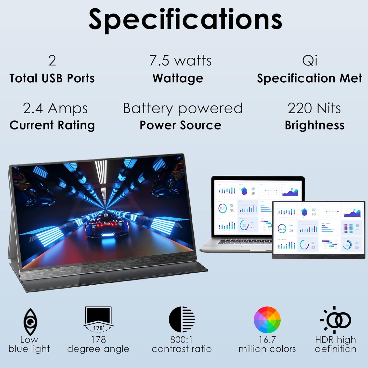 15.6" FHD Portable Monitor with HDMI, USB-C, Built-in Speaker, Protective Case - ThunderB