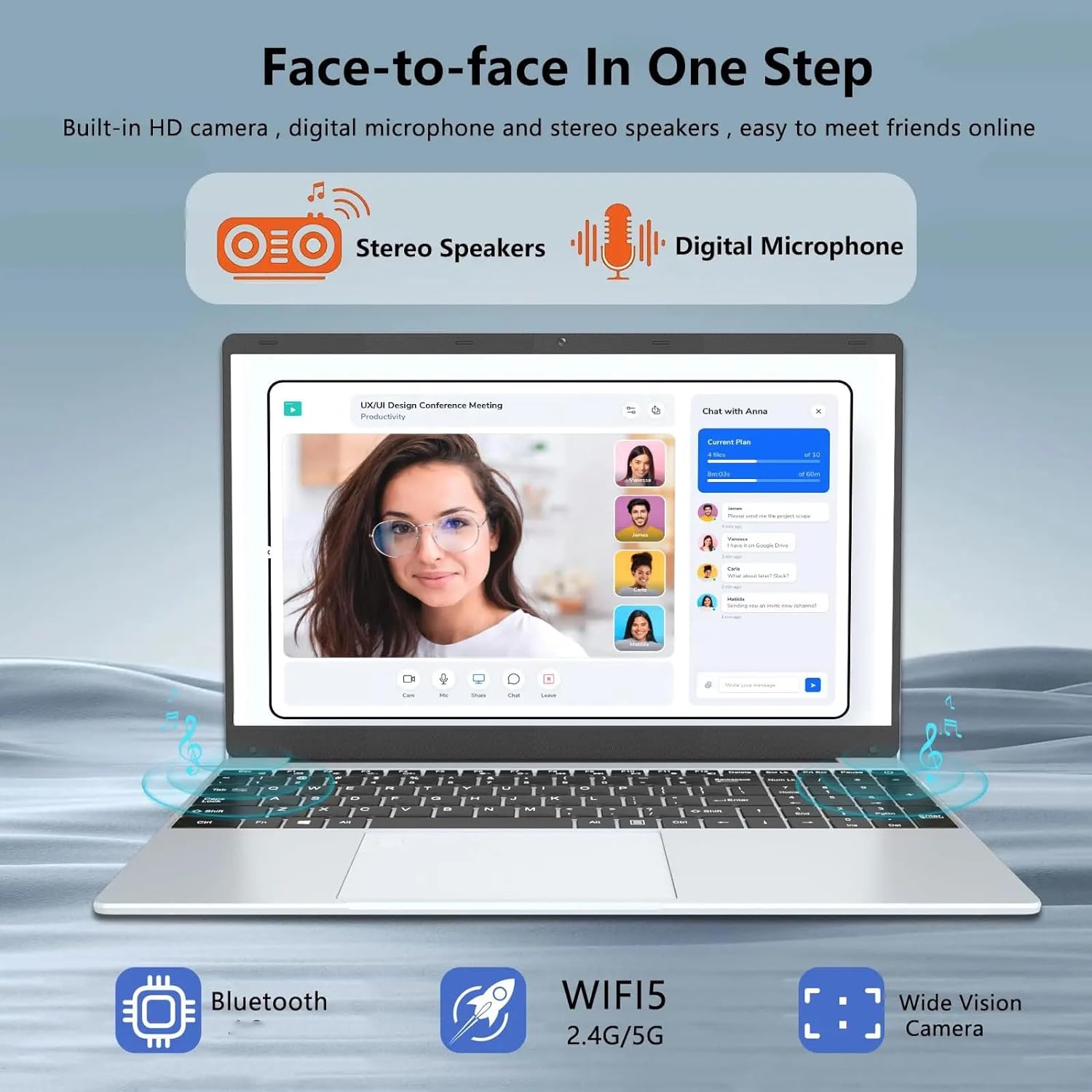 Thunderb E156S 15.6" Laptop - Intel Quad-Core, 8GB RAM, 512GB SSD, Win 11 Pro, Fingerprint, Backlit Keyboard, HDMI, Bluetooth, USB 3.0, HD Webcam, Superior Sound