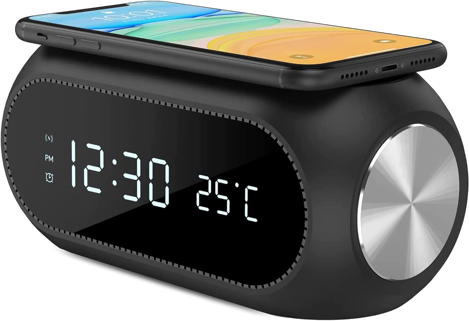 Alarm Digital Clock with Wireless Charger - Qi Fast Charger Compatible with iPhone & Android - Wireless Charging Station for Bedroom, Night Table Office, Desk - Cable-Free Charging Clock - Thunderb Store