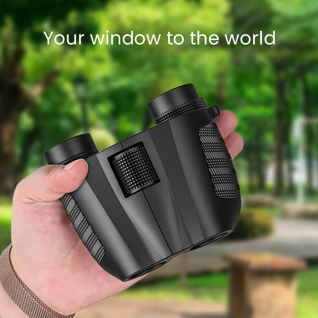 Binoculars Compact for Adults and Kids 10x25 for Bird Watching, Hunting, Travel, Hiking, Camping, Star Gazing, Fishing & More with High Powered Light Vision and Clear HD View (Black) - Thunderb Store