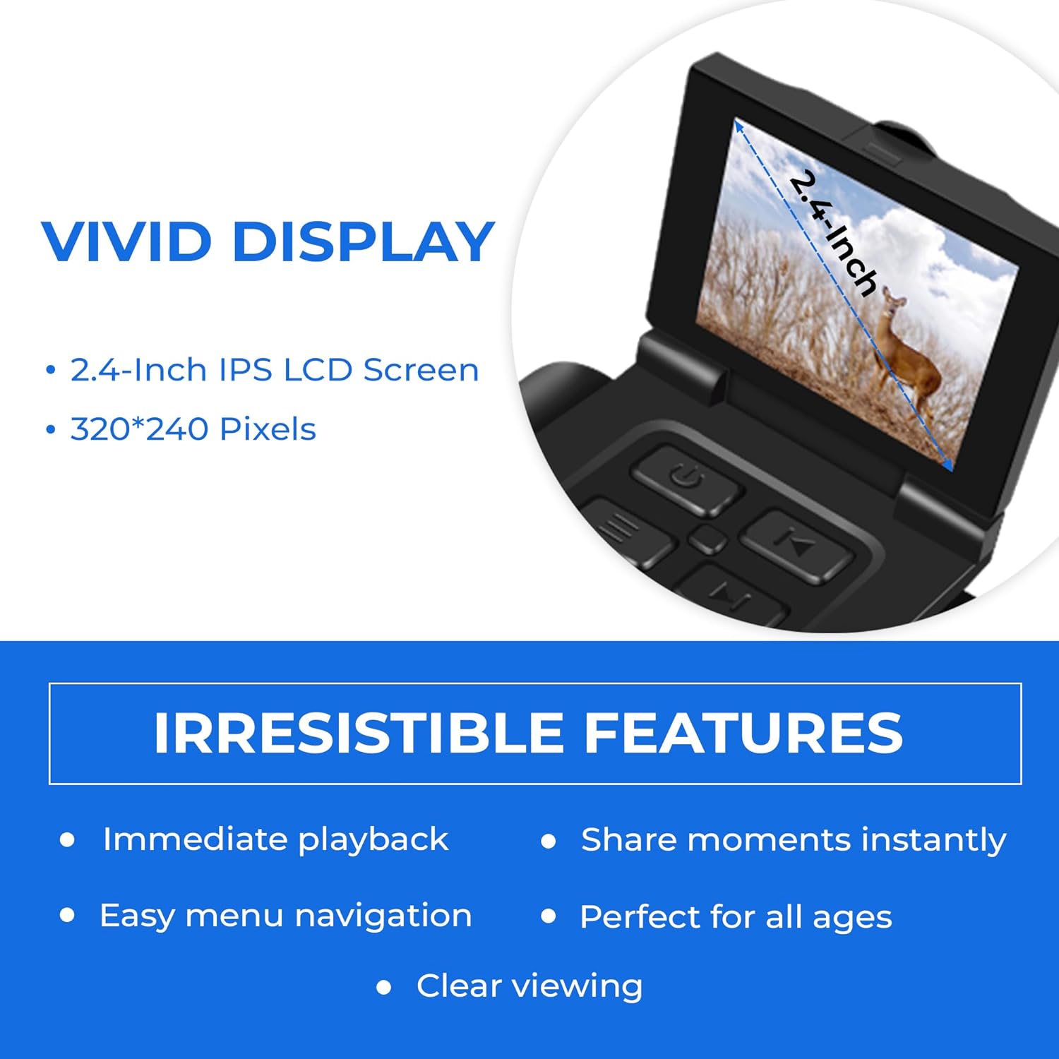 Digital Binoculars with Camera & Video Recording 12 x 32 High Powered 5MP Camcorder for Bird Watching Cameras, Football Binoculars, Concerts Hunting 2.4” LCD Display Screen, Night Vision Zoom (Black) - Thunderb Store