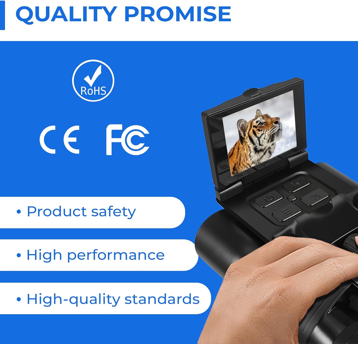 Digital Binoculars with Camera & Video Recording 12 x 32 High Powered 5MP Camcorder for Bird Watching Cameras, Football Binoculars, Concerts Hunting 2.4” LCD Display Screen, Night Vision Zoom (Black) - Thunderb Store