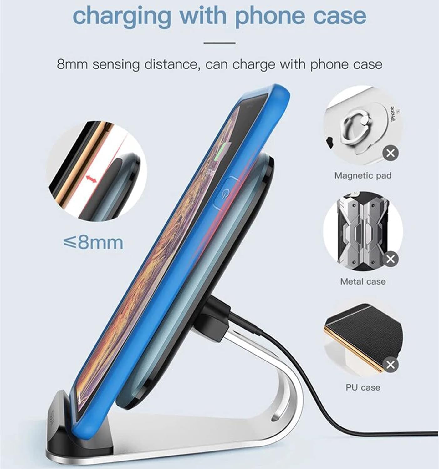 Fast Wireless Charger Stand for iPhone, Samsung, and Qi Androids - Thunderb Store