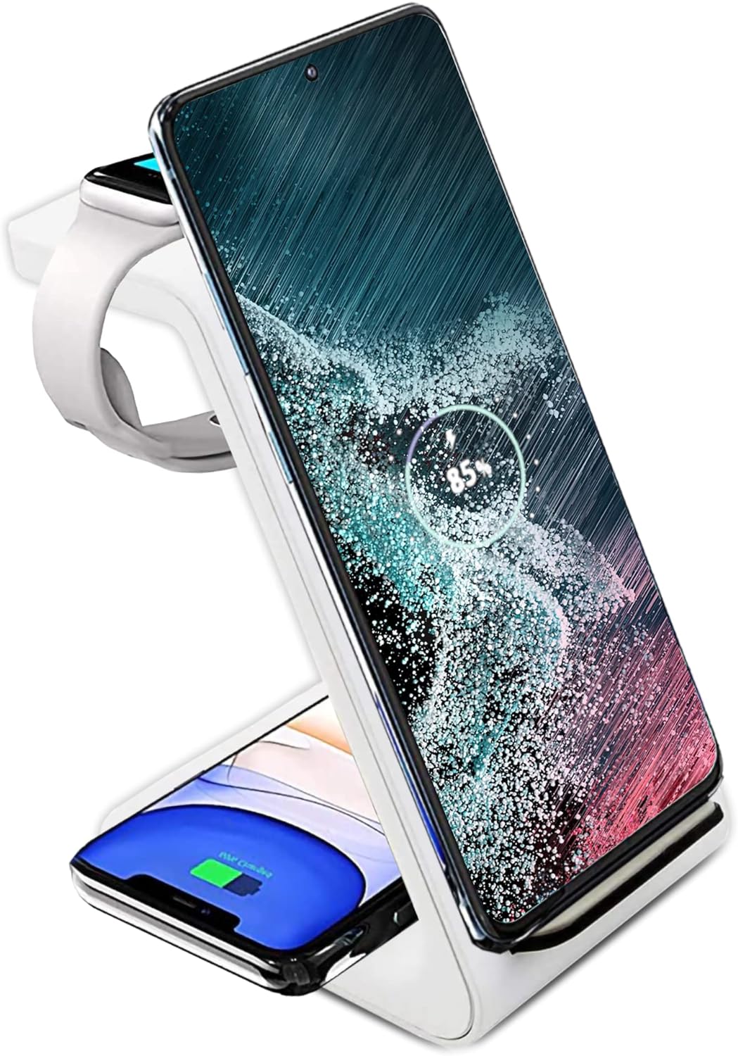 Fast Wireless Charger Station for Samsung, Android, Watch, and buds (White) - Thunderb Store