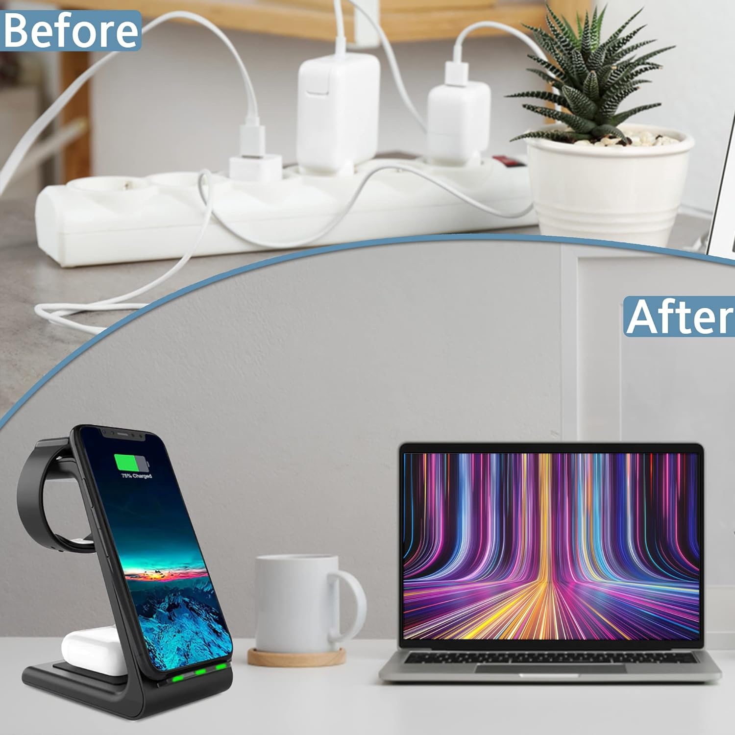 Fast Wireless Charger for Samsung, Watch, and Buds (Black) - Thunderb store