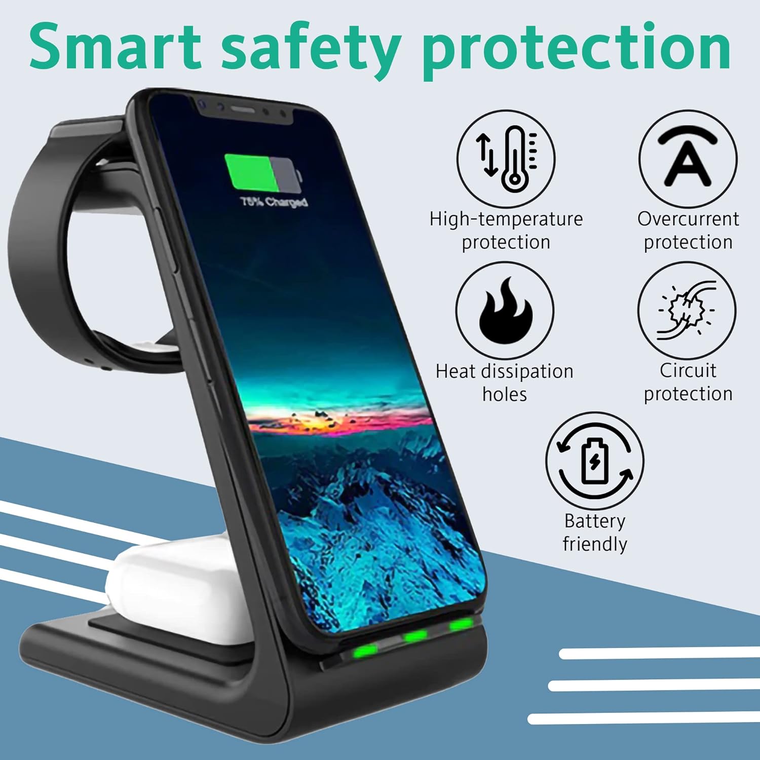 Fast Wireless Charger for Samsung, Watch, and Buds (Black) - Thunderb store