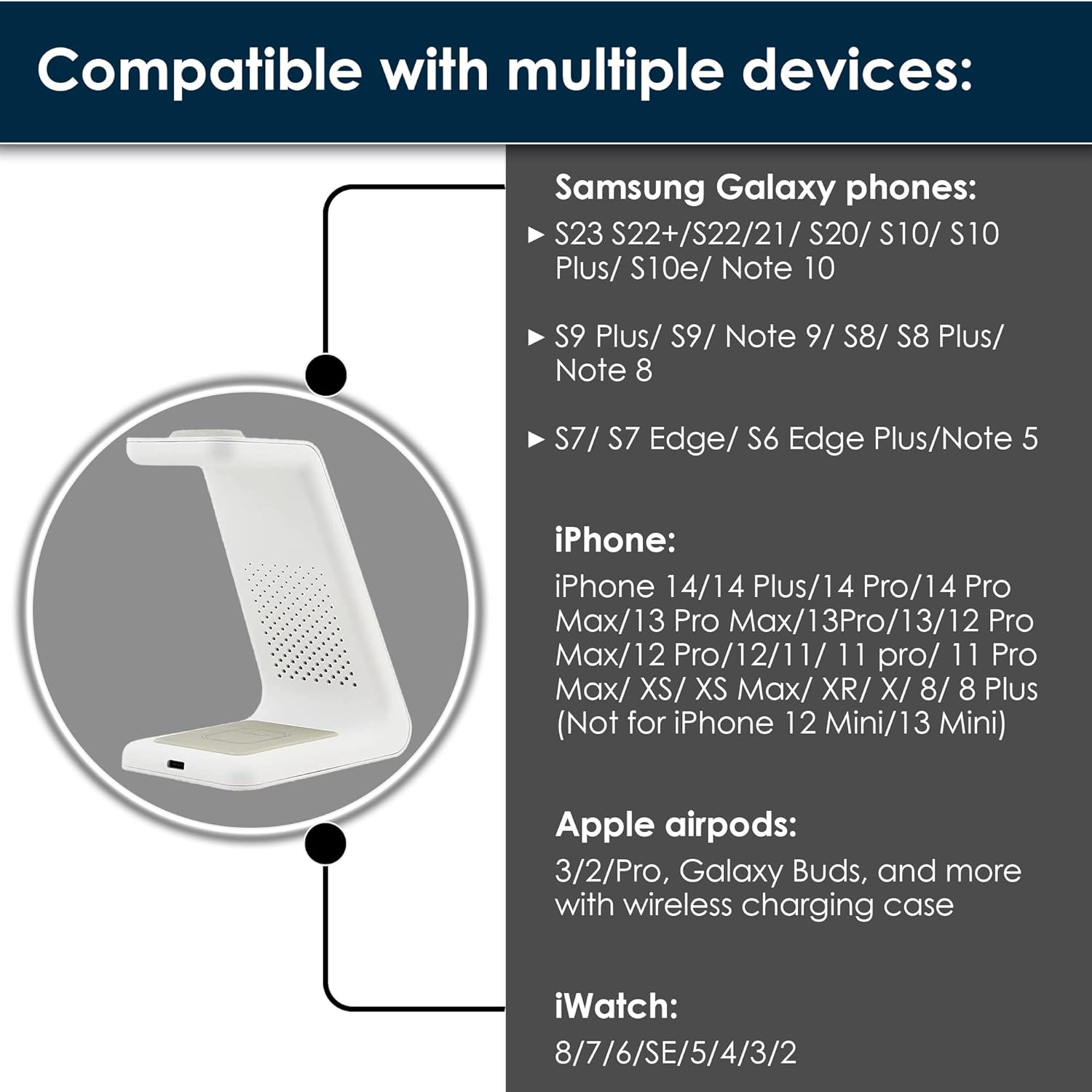 Fast Wireless Charging Station for iPhone, Apple Watch and Airpods (White) - Thunderb Store