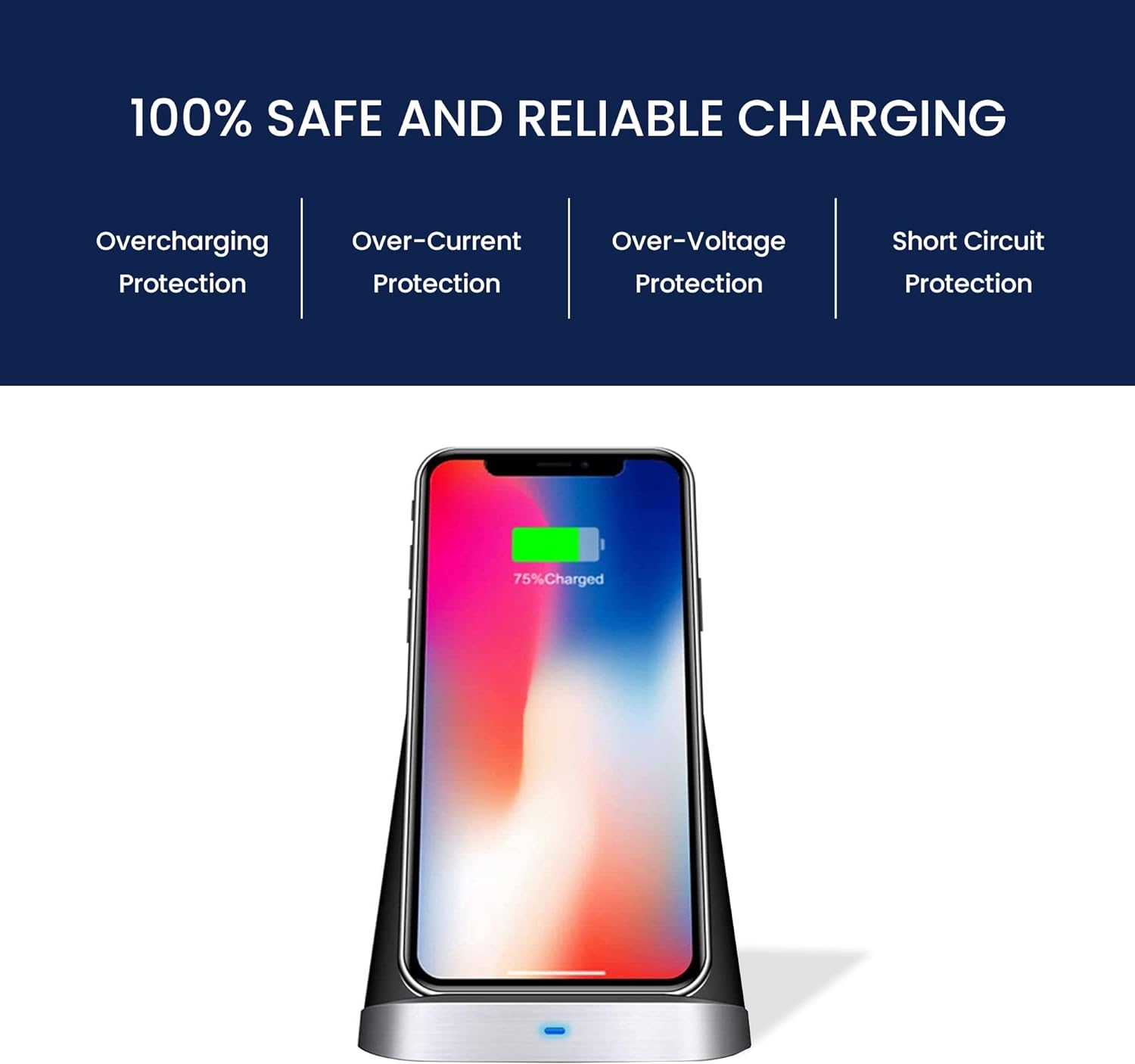 Thunderb Wireless Charger Stand with Accessories Holder - Fast Charging Stand Dock - Compatible with iPhone 14, 13, 12, 11, X, XR, Pro Max, Pro, and Samsung S23, S22, S21, S20, S10, Android