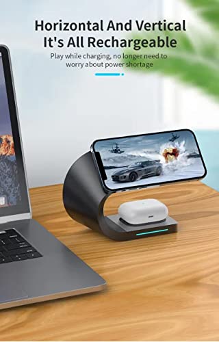 Wireless Charger Station for iPhone, Smart Watch, and Airpods with Magnetic Hold and Extra USB Port (Black) - Thunderb Store