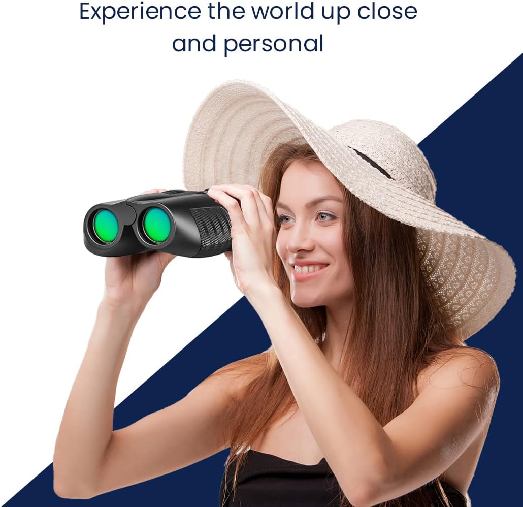 Binoculars Compact for Adults and Kids 10x25 for Bird Watching, Hunting, Travel, Hiking, Camping, Star Gazing, Fishing & More with High Powered Light Vision and Clear HD View (Black) - Thunderb Store