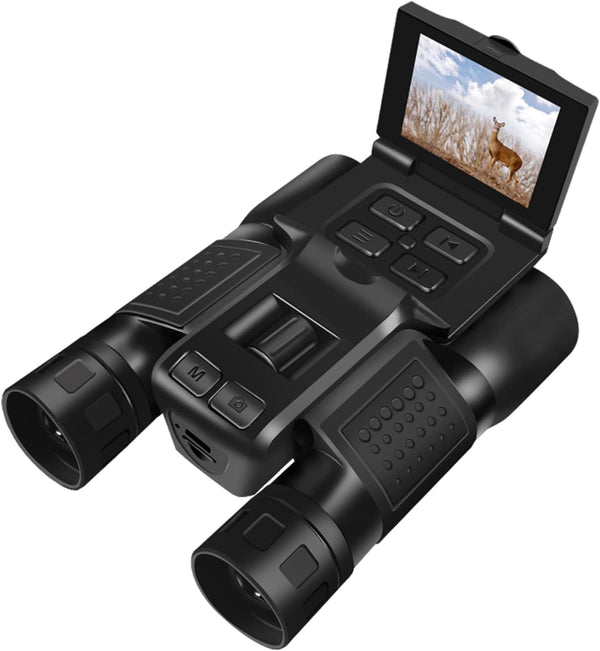 Digital Binoculars with Camera & Video Recording 12 x 32 High Powered 5MP Camcorder for Bird Watching Cameras, Football Binoculars, Concerts Hunting 2.4” LCD Display Screen, Night Vision Zoom (Black) - Thunderb Store