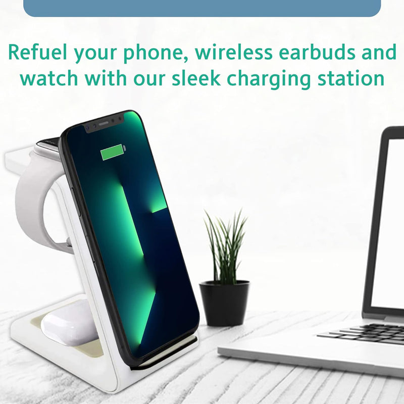 Fast Wireless Charger Station for Samsung, Android, Watch, and buds (White) - Thunderb Store