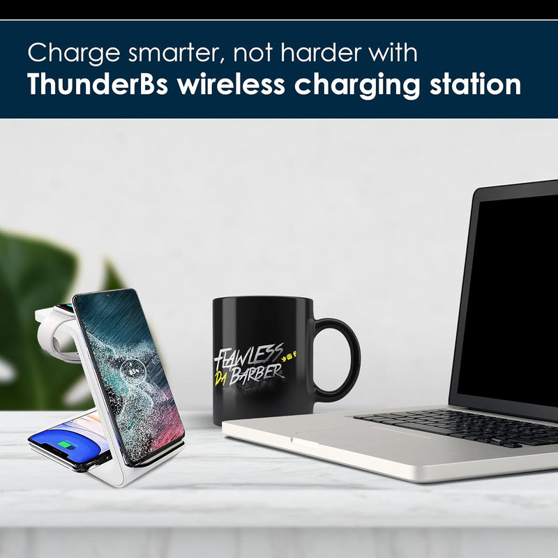 Fast Wireless Charging Station for iPhone, Apple Watch and Airpods (White) - Thunderb Store