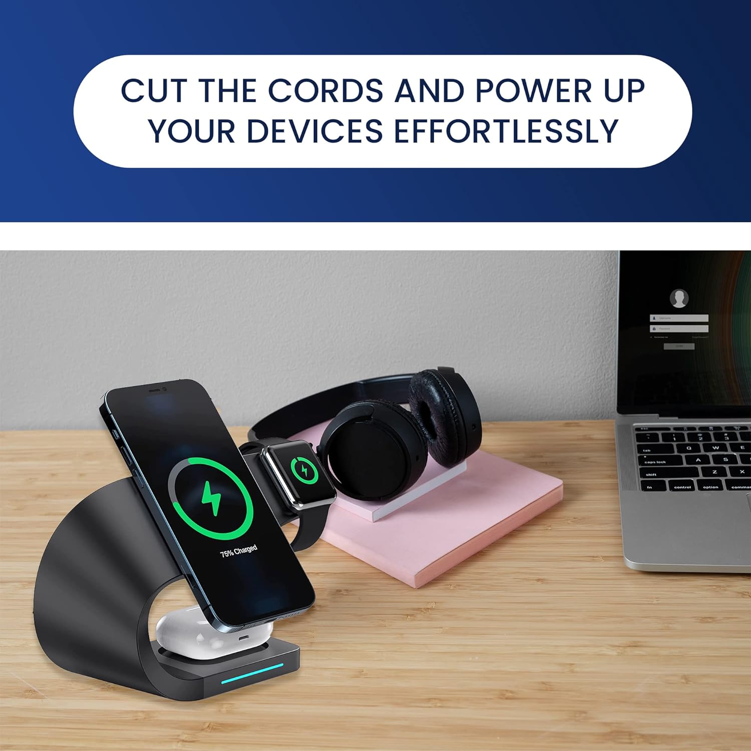 Magnetic Wireless Charging Station for Apple iPhone, Watch and Airpods (Black) - Thunderb Store