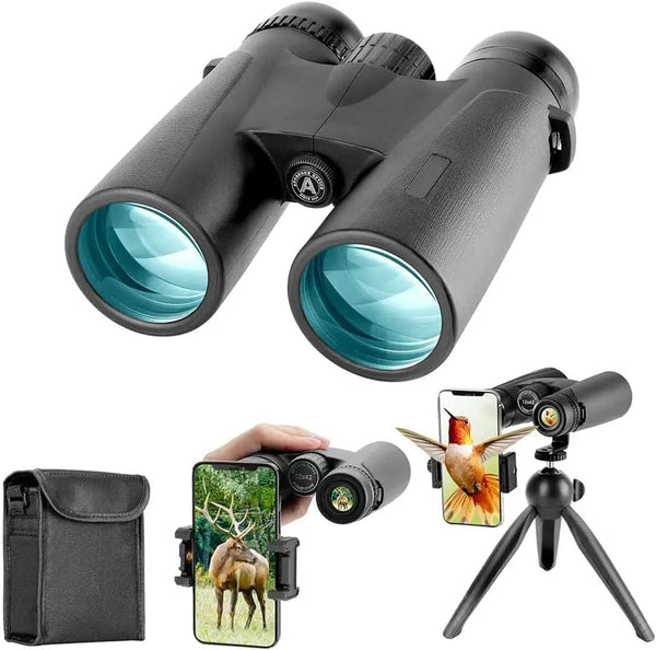 Thunderb 12x42 High Powered Binoculars for Adults with Phone Adapter, Tripod and Tripod Adapter- Clear Large View for Birdwatching, Hiking, Camping, Stargazing, Sport Games, Concerts (Black) - Thunderb Store