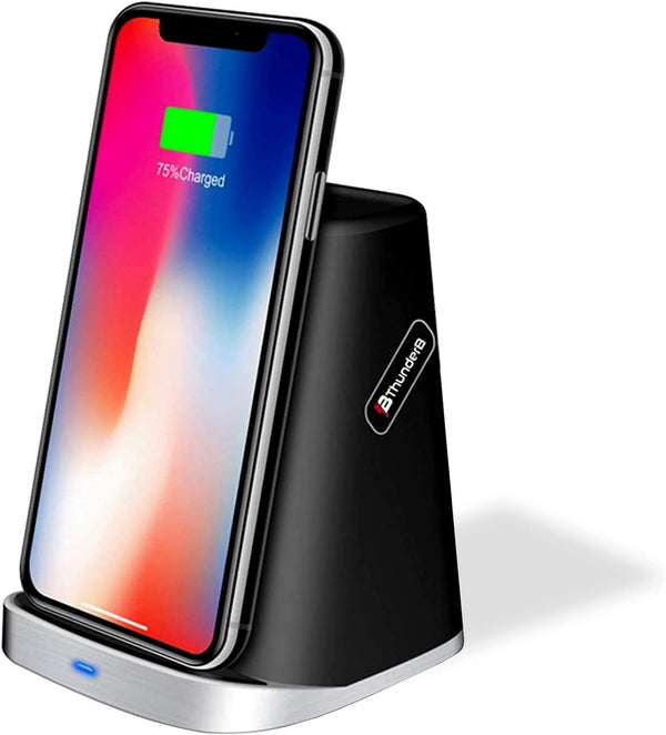 Thunderb Wireless Charger Stand with Accessories Holder - Fast Charging Stand Dock - Compatible with iPhone 14, 13, 12, 11, X, XR, Pro Max, Pro, and Samsung S23, S22, S21, S20, S10, Android